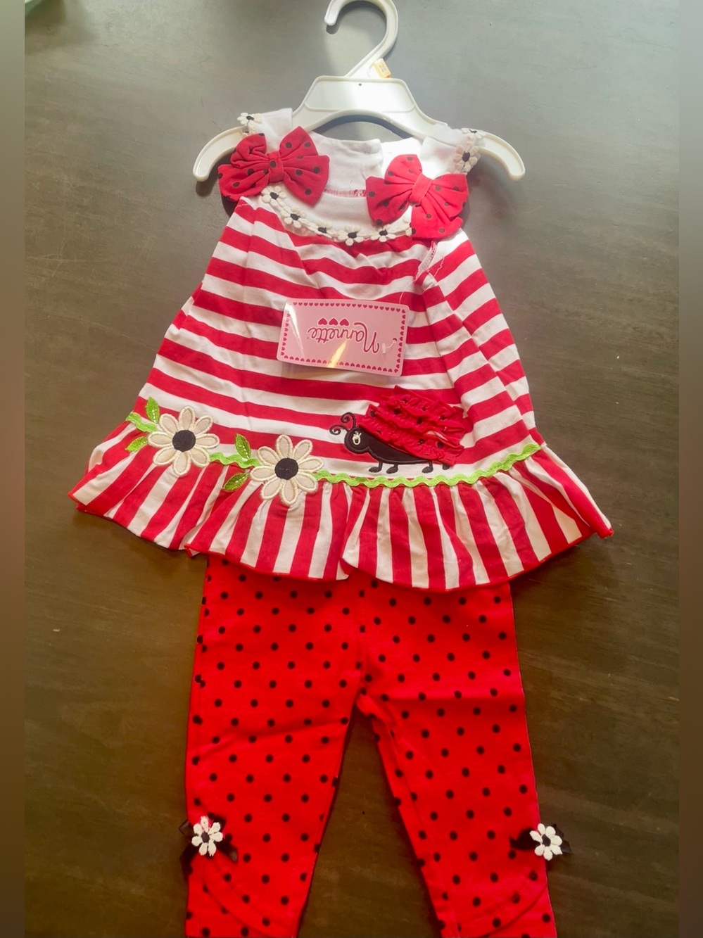 Nannette 2 Piece Girls Ladybug Tunic & Leggings Set Size 12M NWT
